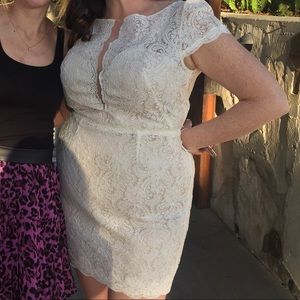 Cream lace sheer dress with liner